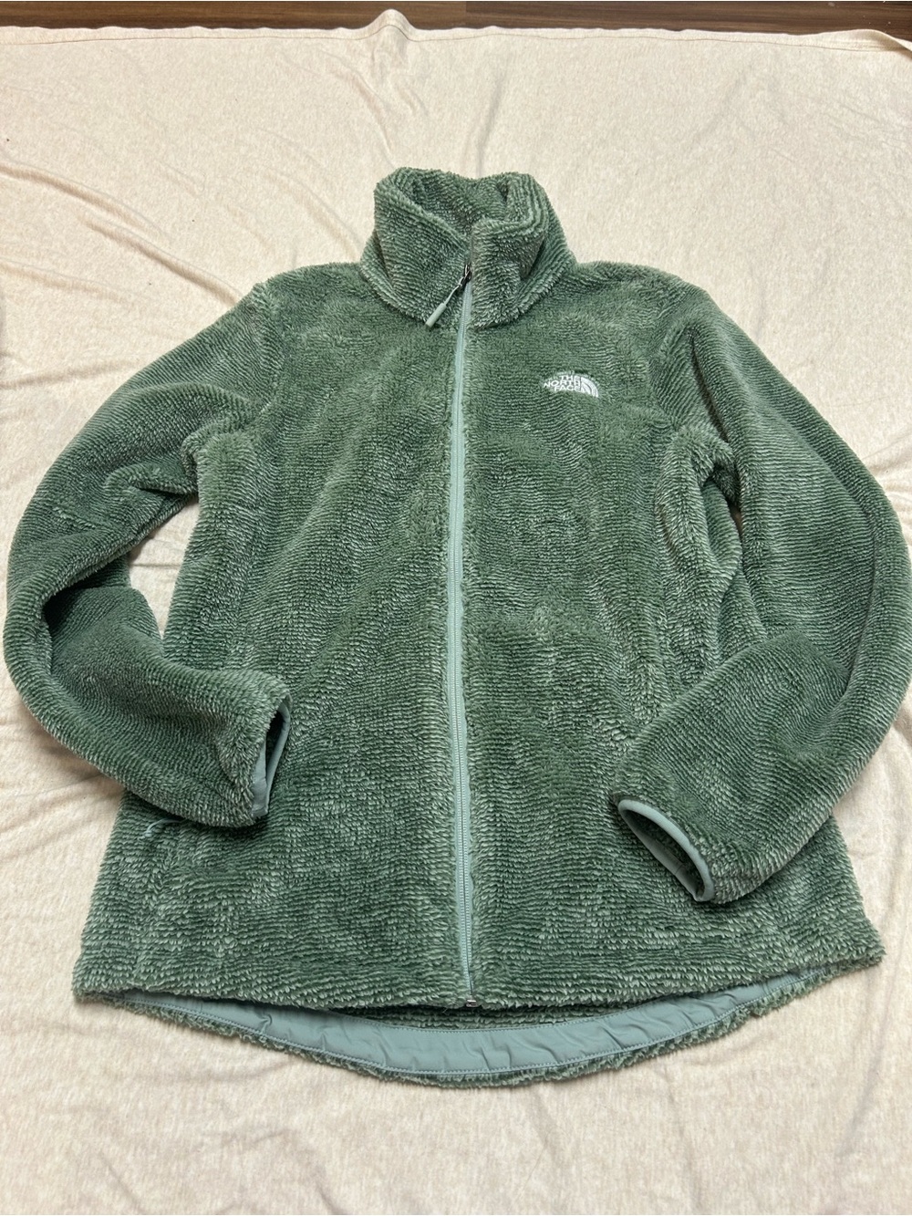 The North Face Ostio Zip Up Fleece Jacket Sage Green Soft Cozy Outdoor Classic